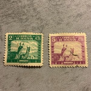 1939 Bolivia llama stamps vintage collectible!